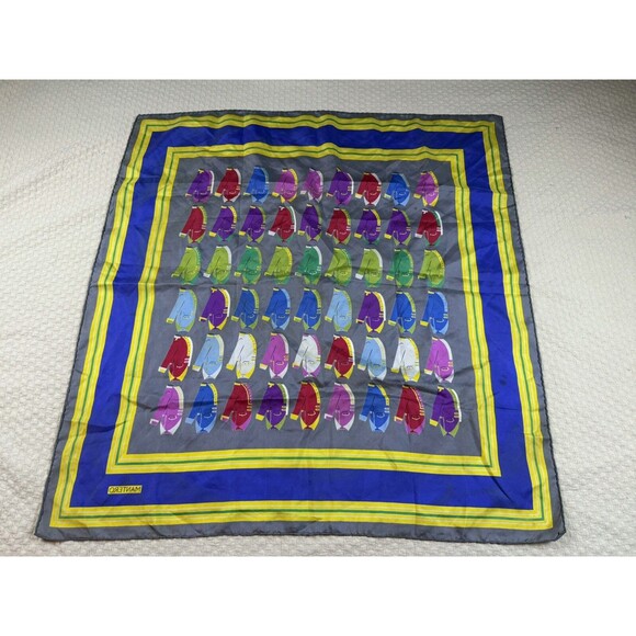 MANTERO Silk Scarf Petticoats Jackets Square Vintage 33/34.5"‎ - Picture 7 of 14